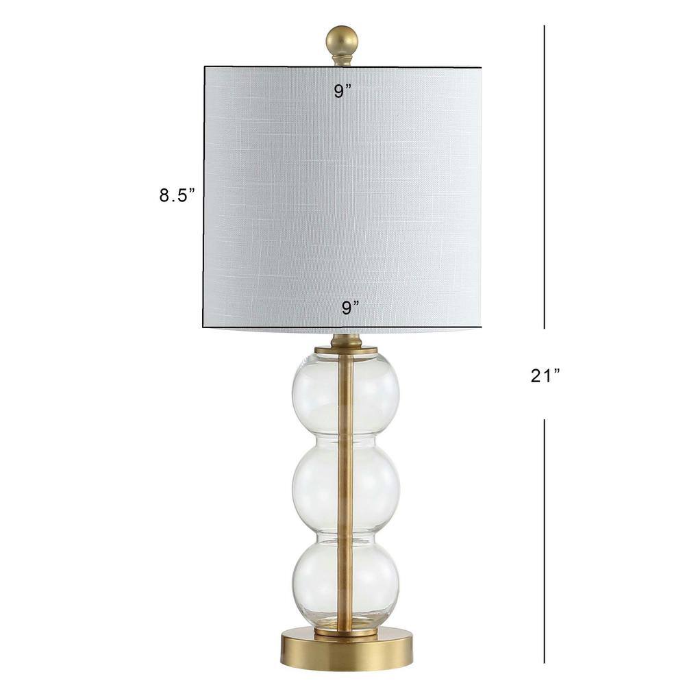 21" Brass Gold and White Glass Table Lamp