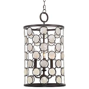 Estelle 60-Watt 3-Light Oil-rubbed Bronze Modern Chic Pendant Light with Seashell Shade, No Bulb Included