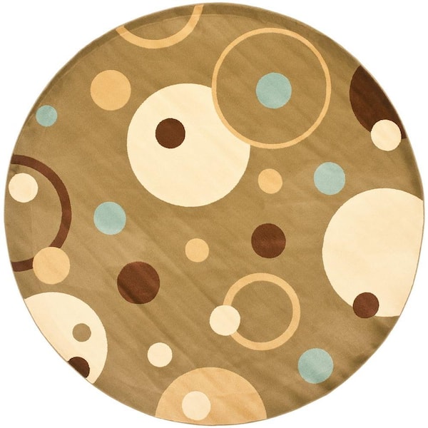 SAFAVIEH Porcello Green/Multi 7 ft. x 7 ft. Round Geometric Area Rug