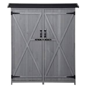 Beigh 4.6 ft. W x 5.3 ft. D Gray Wood Storage Shed with Waterproof Asphalt Roof, 5 sq. ft.
