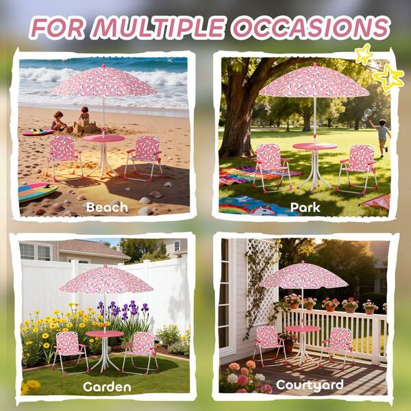 kids patio umbrellas KOTEK Picnic Table, Wooden Outdoor Table and Bench Set with Umbrella, Children Furniture for Eating & Playing, Toddler Picnic Table for Backyard Garden, Gift for Boys Girls (Rainbow) and a carry bag is also included in the package Rainbow Crank & Tilt Round