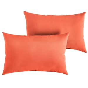 Sunbrella Melon Coral Orange Rectangular Outdoor Knife Edge Lumbar Pillows (2-Pack)