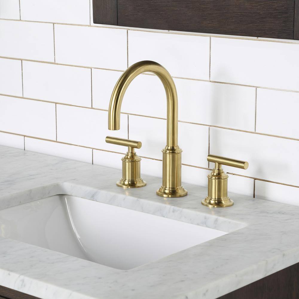 Chestnut 60" Brown Oak Double Bathroom Vanity with Gold Accents