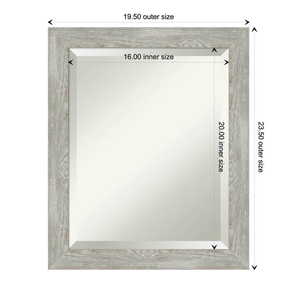 24" x 20" Graywash Beveled Wall Mirror with Polystyrene Frame