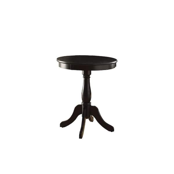 Siavonce 18 in. H Black Wood Traditional Round Pedestal Table Side Table
