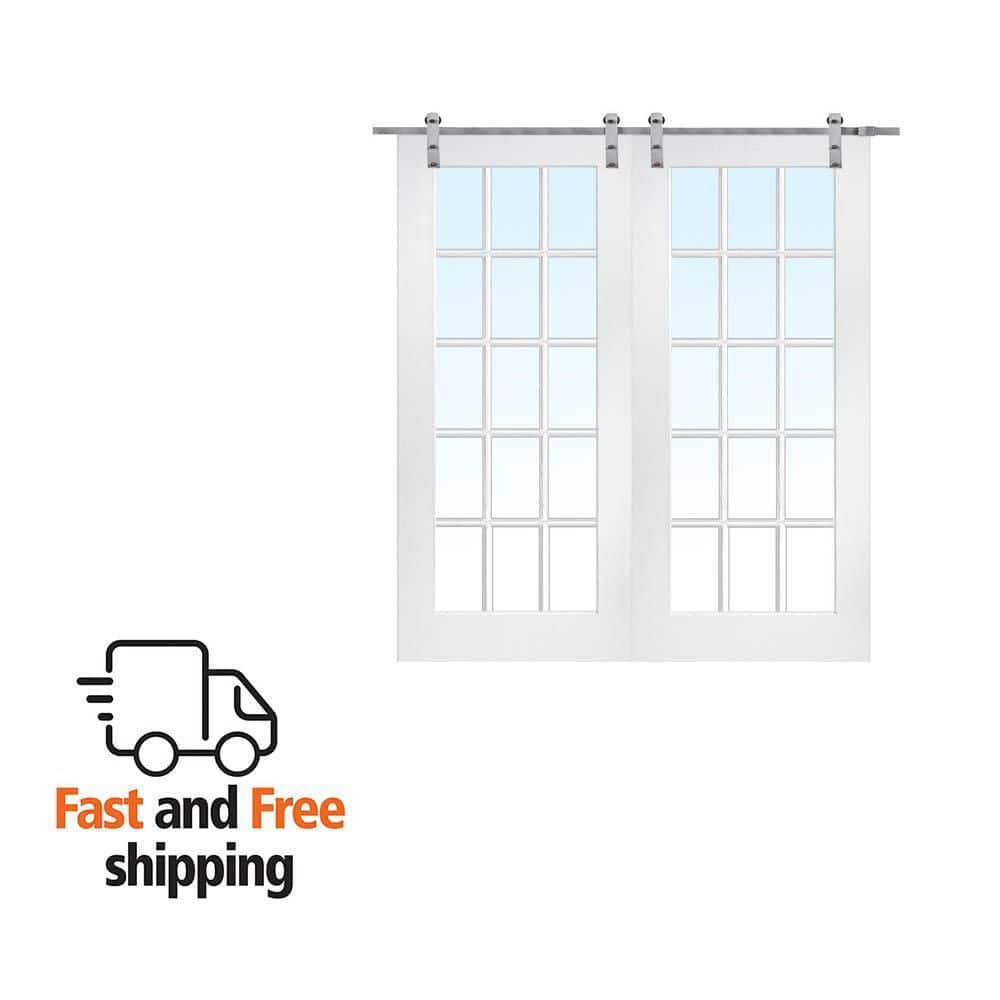 MMI DOOR 72 in. x 84 in. 15 Lite True Divided Primed MDF Assembly