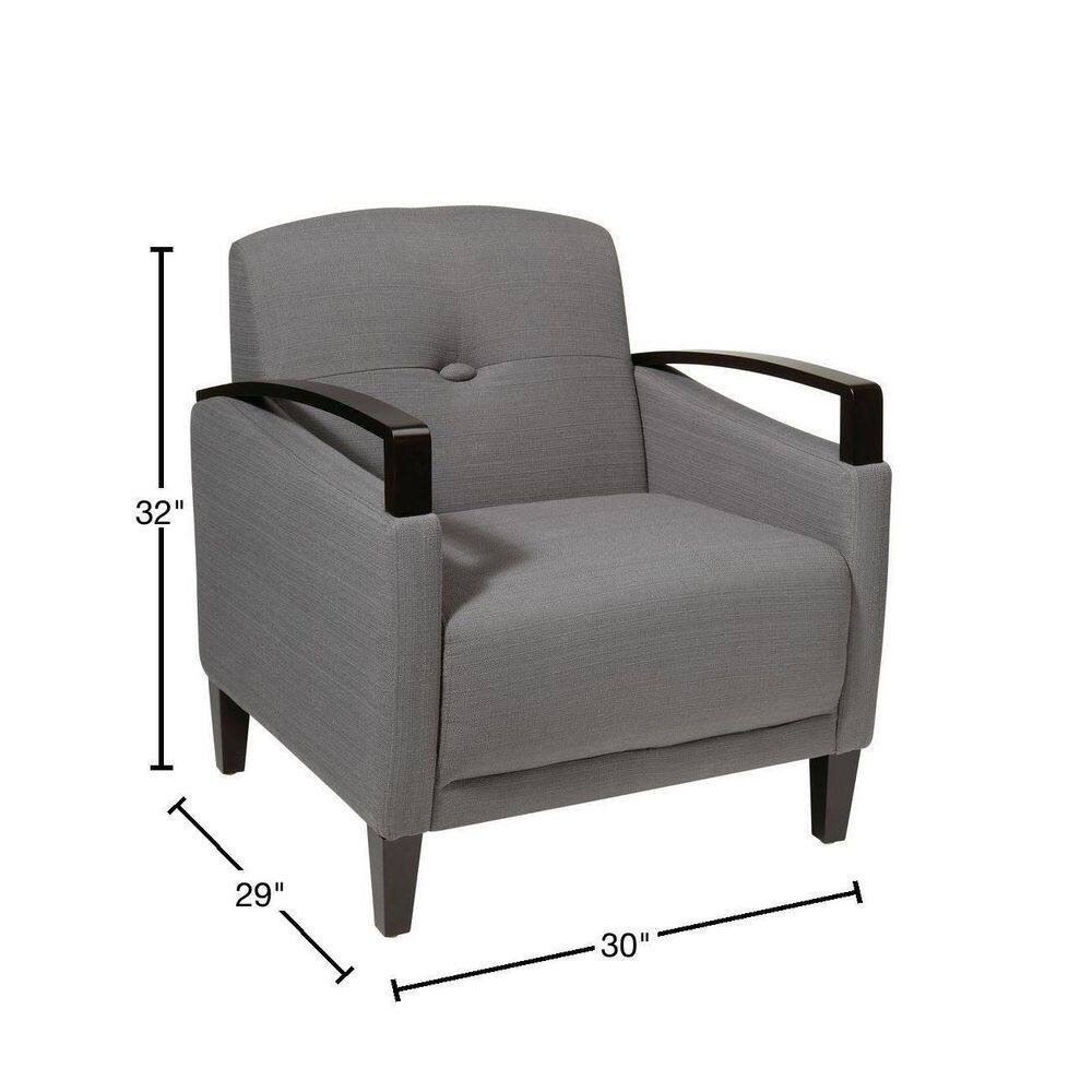 Woven Charcoal Wood Accent Chair with Curved Arms