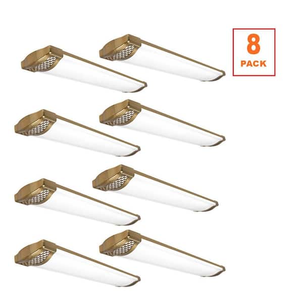 8-Pack 4 ft. Matte Gold Honeycomb End Caps 5250LM 75W Integrated LED Wraparound Light Adjustable CCT Night Light