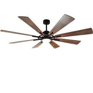 72 in. Integrated LED Indoor Walnut 8 Blades Ceiling Fan with Light and Remote