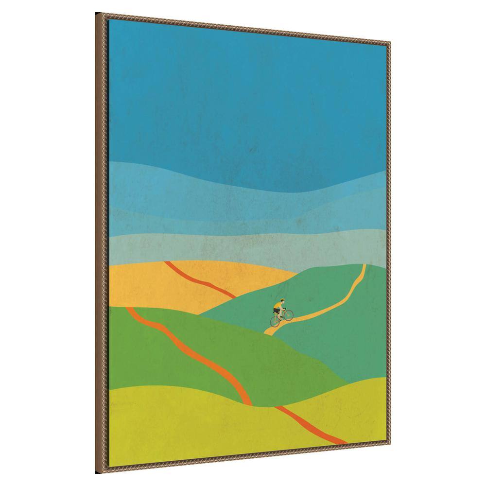 Large Vibrant Abstract Landscape Canvas with Bronze Frame