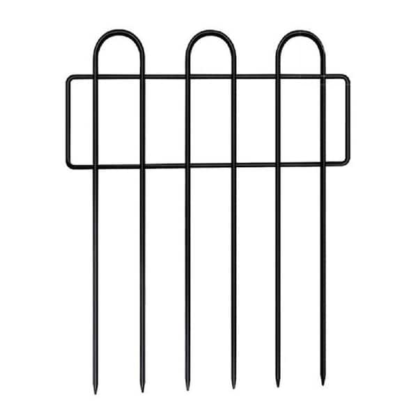Mr. Garden 12 in. H x 16.5 in. W Black Batten Square Wrought Iron Garden Fence (10-Pack)