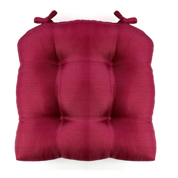 Creative Home Ideas Madison 16 in. x 16 in. Burgundy Woven Cushioned Chair Paid with Ties