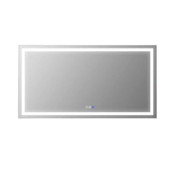 Unbranded 72 in. W x 38 in. H Large Rectangular Framed LED Anti-Fog Wall Bathroom Vanity Mirror