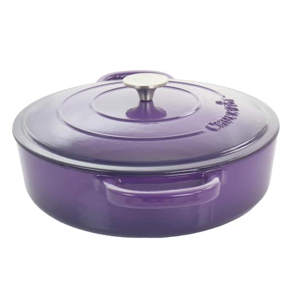 Crock-Pot Artisan 5 qt. Round Enameled Cast Iron Braiser Pan with Self  Basting Lid in Red 985100771M - The Home Depot