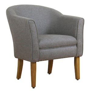Gray and Brown Fabric Accent Chair with Barrel Style Back