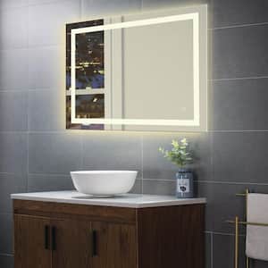 LED Light 32 in. W x 40 in. H Rectangular Frameless Wall Mount Bathroom Vanity Mirror
