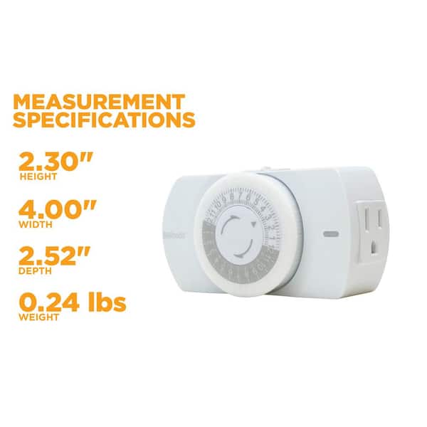 Woods® 59745 Indoor In-Wall 24-Hour Mechanical Timer, White