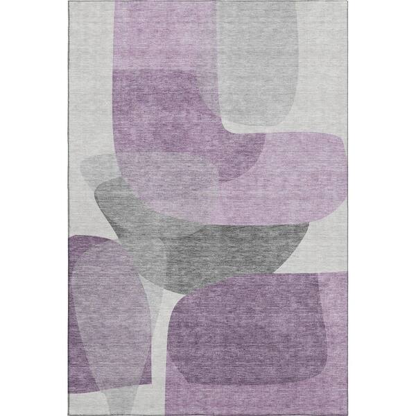 Mayfield Premium Machine Washable Abstract AMF2121 Purple 5 ft. x 7 ft. 6 in. Area Rug