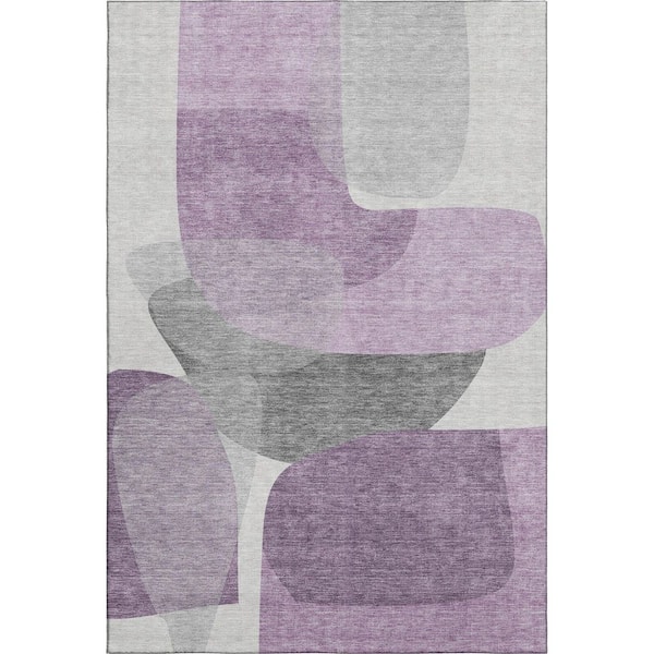 Mayfield Premium Machine Washable Abstract AMF2121 Purple 9 ft. x 12 ft. Area Rug