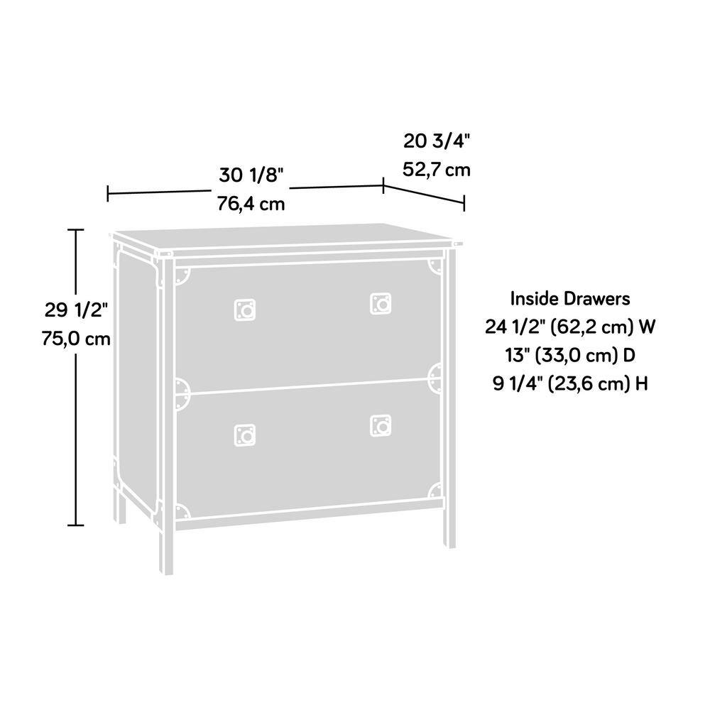 Carbon Oak 2-Drawer Industrial Lateral File Cabinet