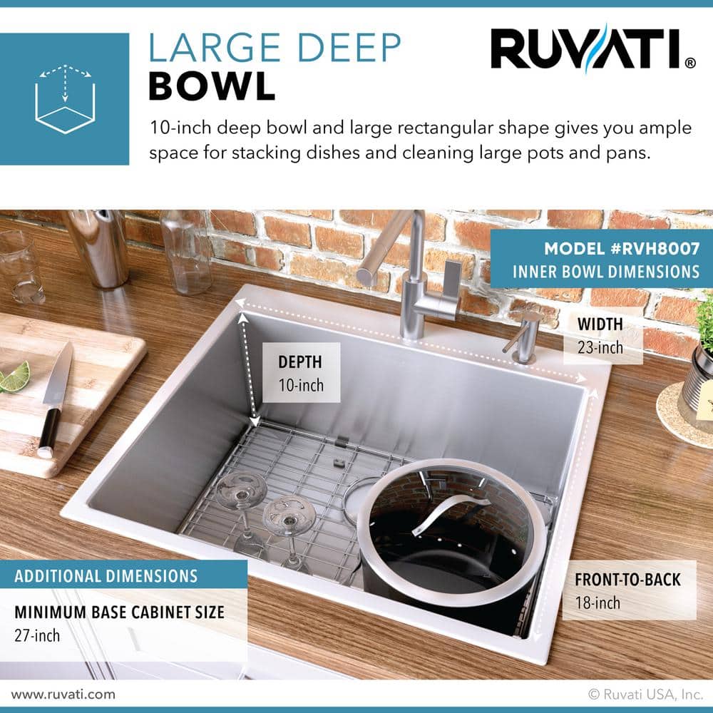 25-Inch Stainless Steel Single Bowl Drop-In Kitchen Sink