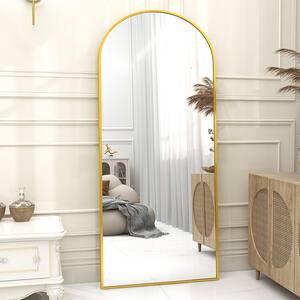 70 in. H x 30 in. W Classic Arched Gold Aluminum Alloy Framed Full Length Mirror Standing Floor Mirror