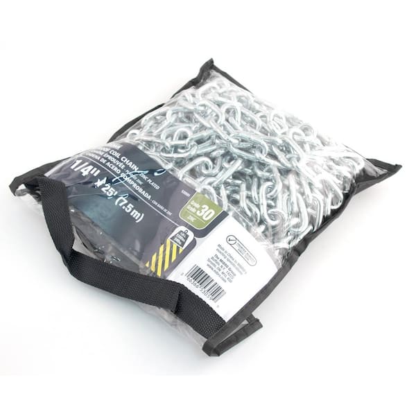 1/4 in. x 25 ft. Grade 30 Proof Coil Chain Zinc Plated Heavy-Duty Carry Bag
