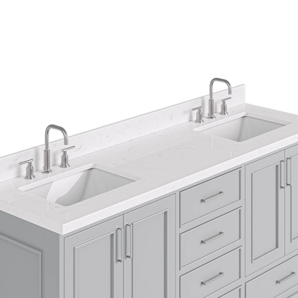 Stafford 72'' Gray Double Bathroom Vanity with Quartz Top