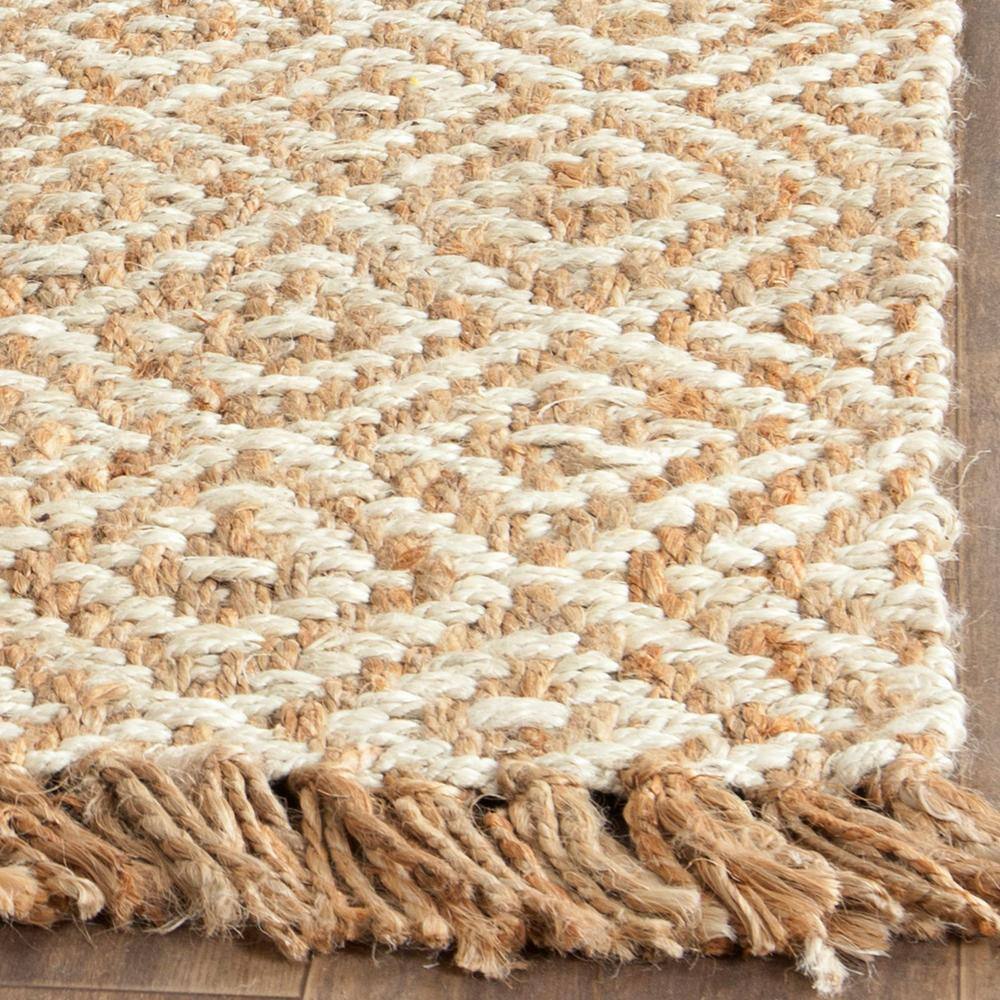 Ivory and Natural Handwoven Jute Area Rug 5' x 8'