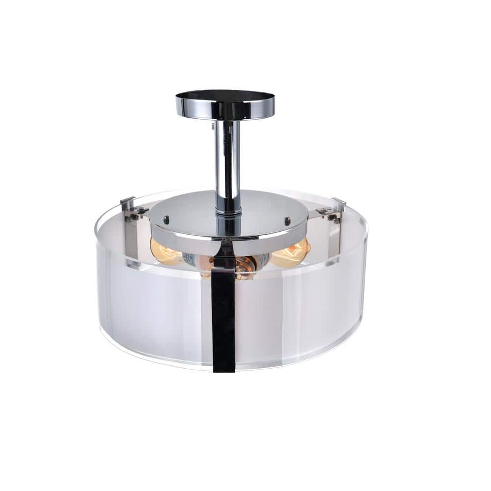Lucie Chrome 17'' Drum Shade Chandelier with Frosted Glass