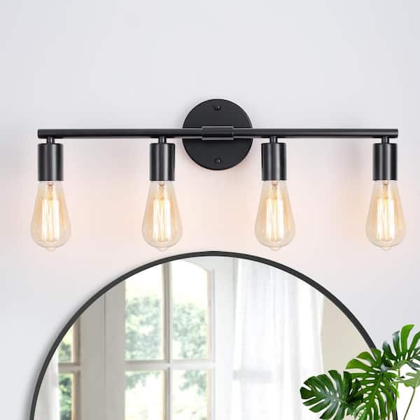 22.8 in. 4-Light Black Modern Wall Sconce Bathroom Vanity-Light Indoor Wall Light for Living Room