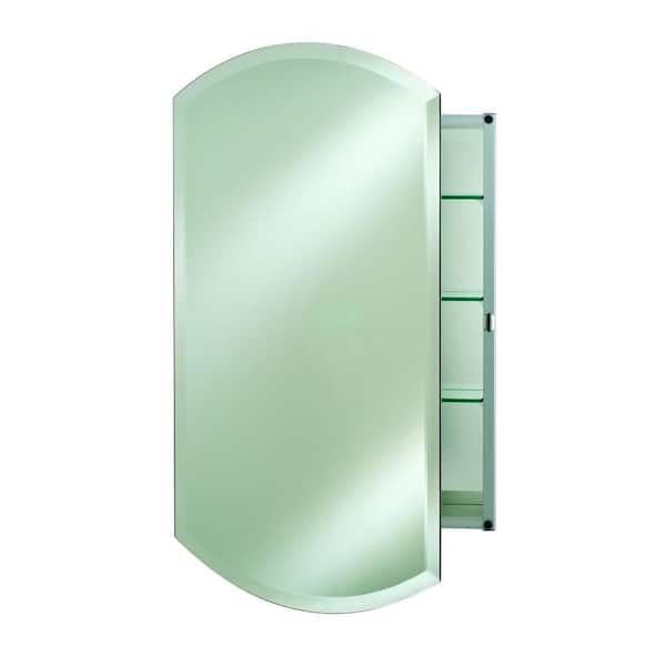 Unbranded Single Door Frameless Bevel Double Arch 16 in. x 26 in. Medicine Cabinet Recessed with Optional Surface Mount Kit