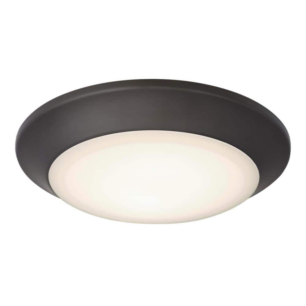 Makira 7.5" Black-Bronze LED Flush Mount with Frosted Glass