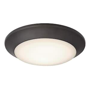 Makira 7.5 in. 16-Watt Black-Bronze Selectable Dimmable LED Indoor/Outdoor Surface Flush Mount
