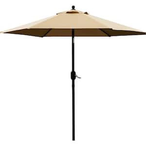 7.5' Patio Umbrella Outdoor Table Market Umbrella with Push Button Tilt/Crank, 6 Ribs (Tan)Market Umbrella