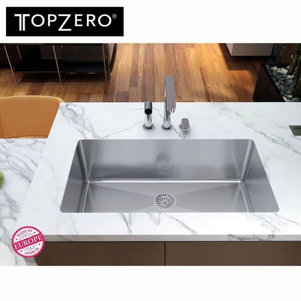 RAKUDO TopZero Undermount Stainless Steel 32 in. Single Bowl