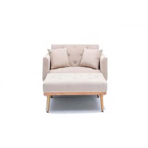 41 in. Wide Beige 2-Seat Square Arm Polyester Mid-Century Modern Straight Sofa
