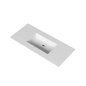 Serenity 48 in. W x 22 in. D Solid Surface Vanity Top in White with White Rectangular Sink without Faucet Hole