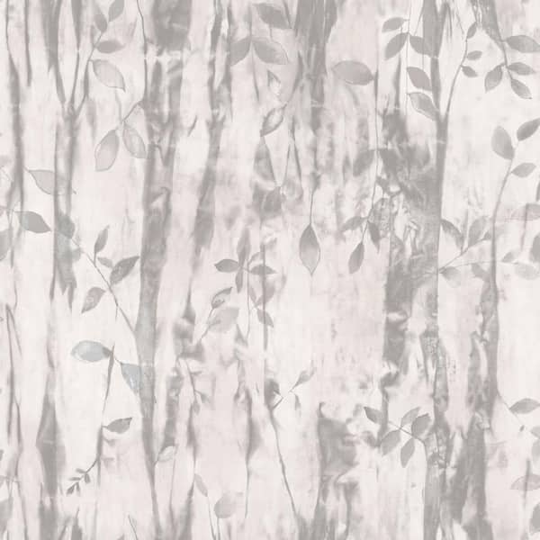 Unbranded Atmosphere Collection Gray/Cream Batik Leaves Non-Pasted Non-Woven Wallpaper Roll