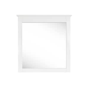32 in. W x 33 in. H Rectangular Framed Wall Mirror Wood Bathroom Vanity Mirror in White