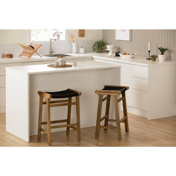 South Shore Balka 26 in. Black Low Back Wood Bar Stool