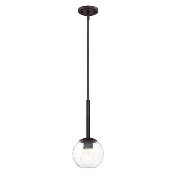 Designers Fountain Meridian 60-Watt 1-Light Satin Bronze Mini-Pendant with Clear Glass Shade
