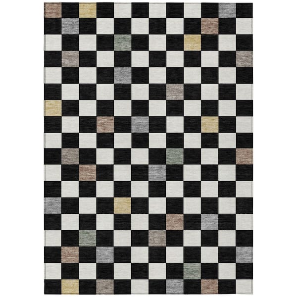 Chantille Machine Washable Indoor/Outdoor Abstract ACN2656 Black 10 ft. x 14 ft. Area Rug