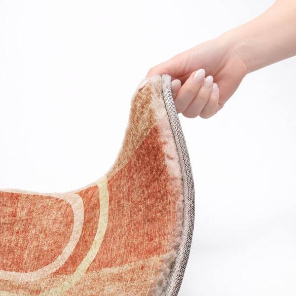 Dream Shag Premium Machine Washable Abstract ADS532 Salmon 3 ft. x 4 ft. Area Rug