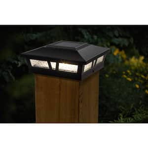Oxford Black Integrated LED 6 in. x 6 in. Aluminum Solar Post Cap (2-Pack)