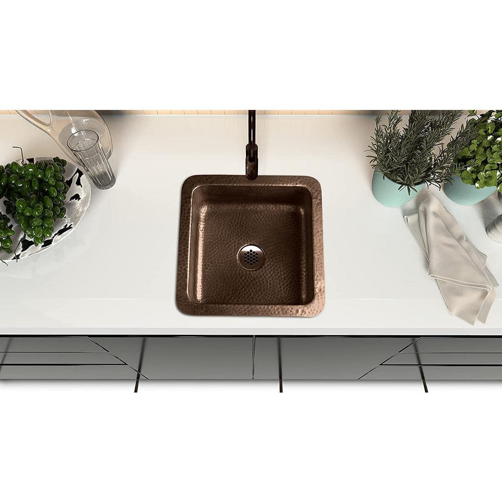 Hand Hammered Copper 12" Dual Mount Single Bowl Sink