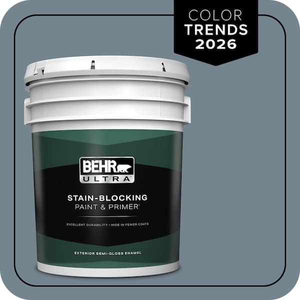 BEHR ULTRA 5 gal. #N480-5 Adirondack Blue Semi-Gloss Enamel Exterior Paint & Primer