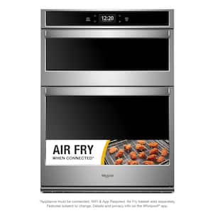 30 in. Smart Combination Wall Oven with Air Fry, When Connected in Black on Stainless Steel