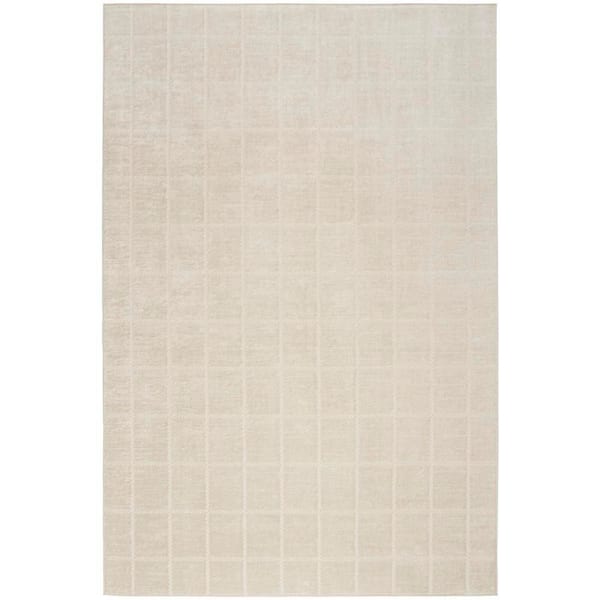 6 ft. x 9 ft. Ivory Cream Serenity Home Linear Contemporary Area Rug