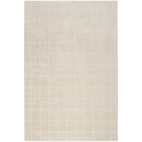6 ft. x 9 ft. Ivory Cream Serenity Home Linear Contemporary Area Rug